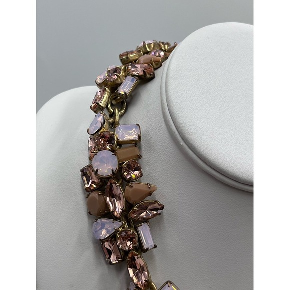 J. Crew Glacier Faceted Pink AB Opalescent Rhinestone Floral‎ Statement Necklace - Picture 4 of 16
